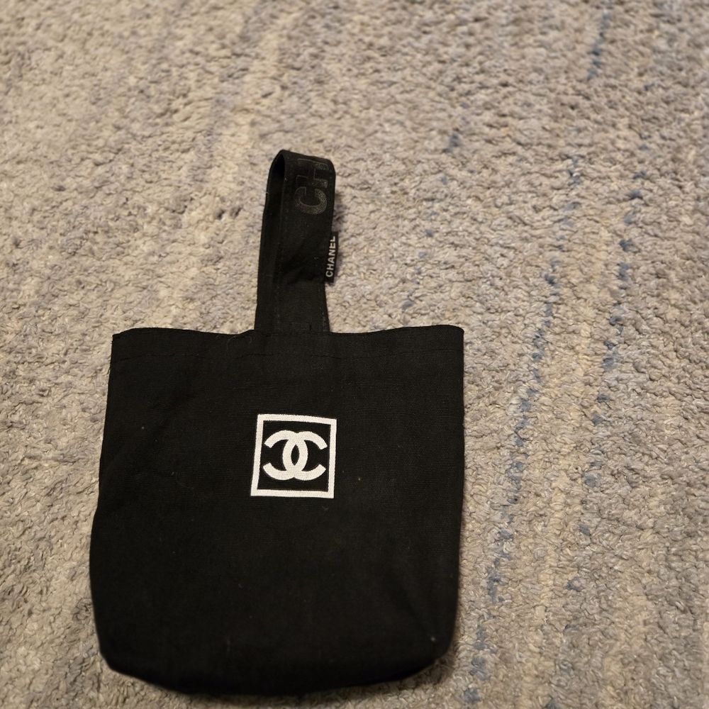 CHANEL Precision VIP Gift Black Canvas Pouch Bag CC Logo Shoulder Bag